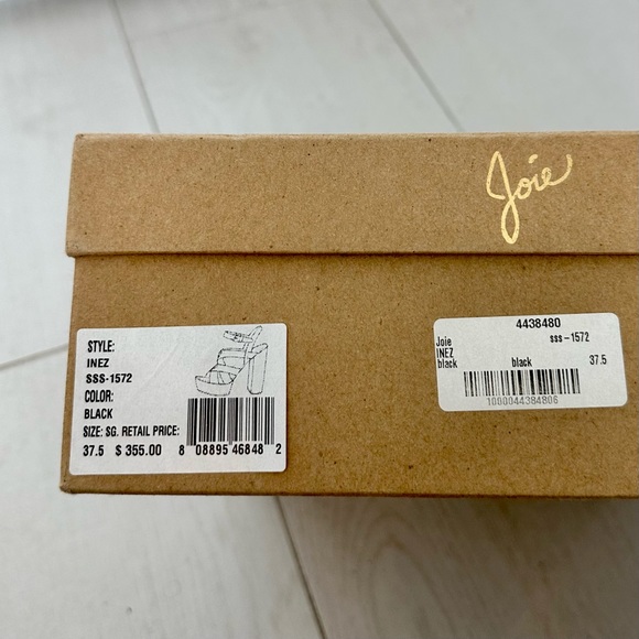 Joie Inez Snake Embossed Cement Heel Platform Black Sandal - Picture 14 of 16